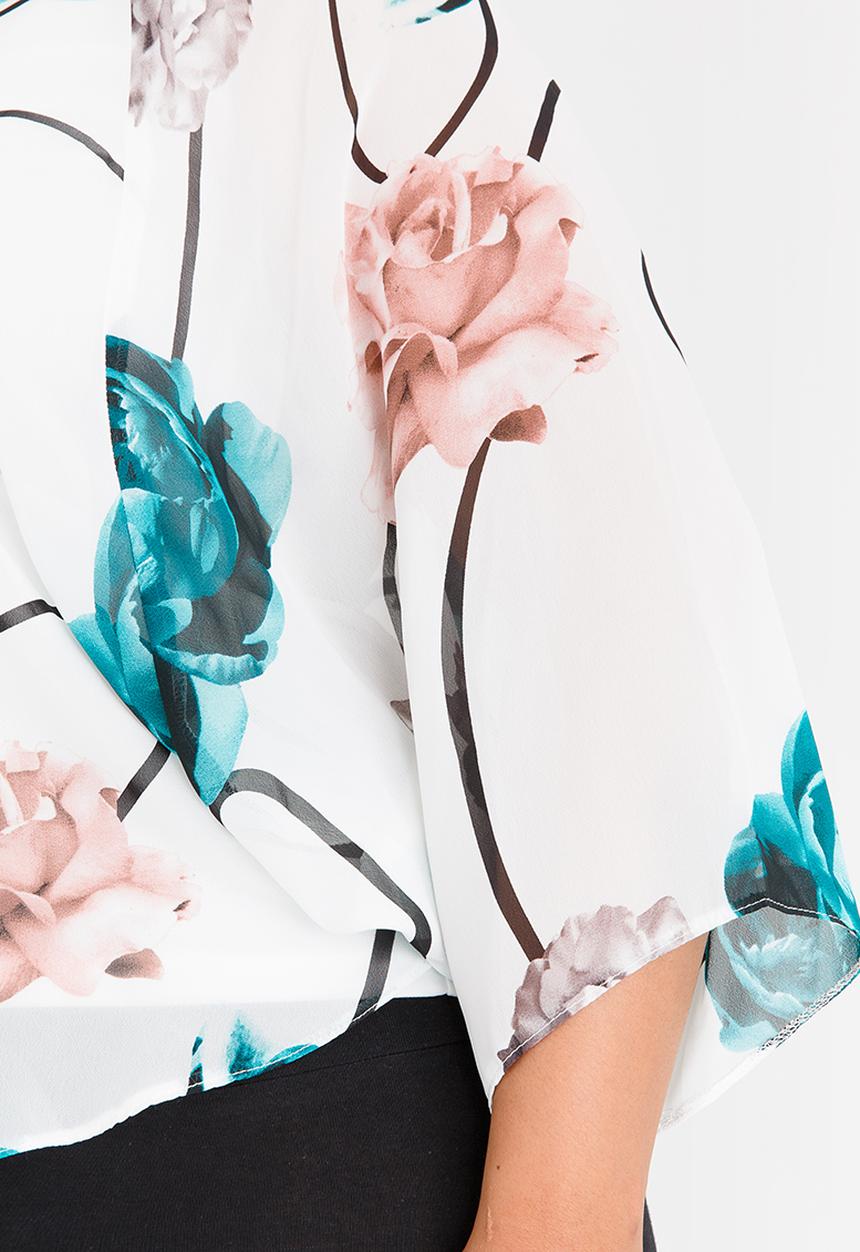 edit Plus - Overlay Printed Blouse Green