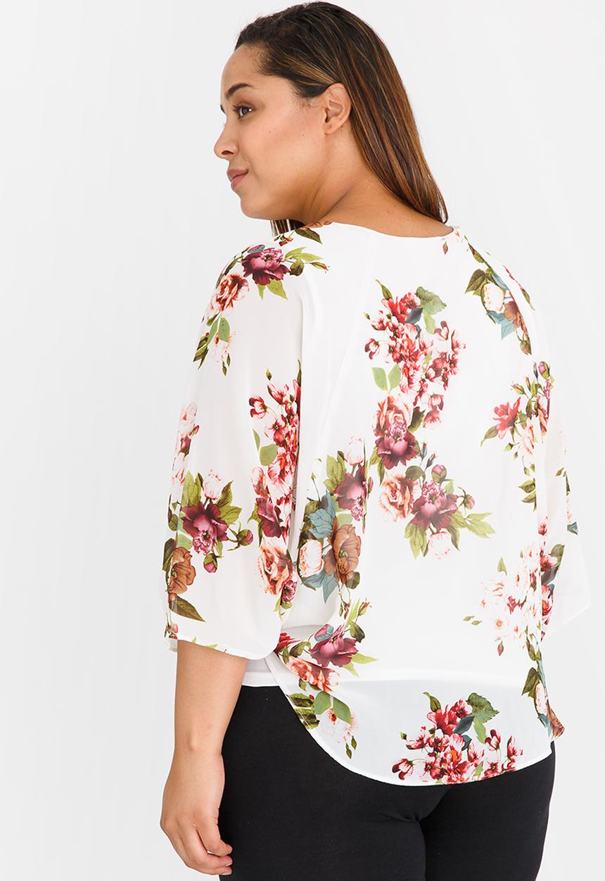 edit Plus - Overlay Printed Blouse Multi-colour