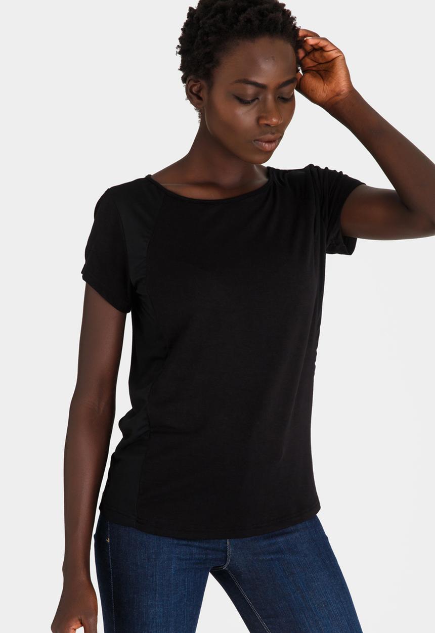 edit - Woven and Knit Combo Tee Black