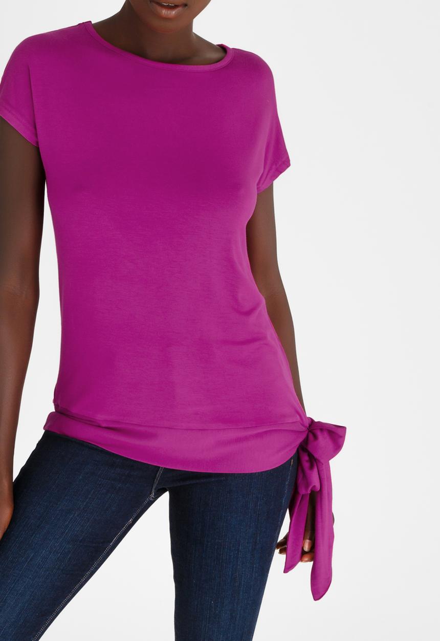 edit - Side-tie Detail Knit Top Magenta