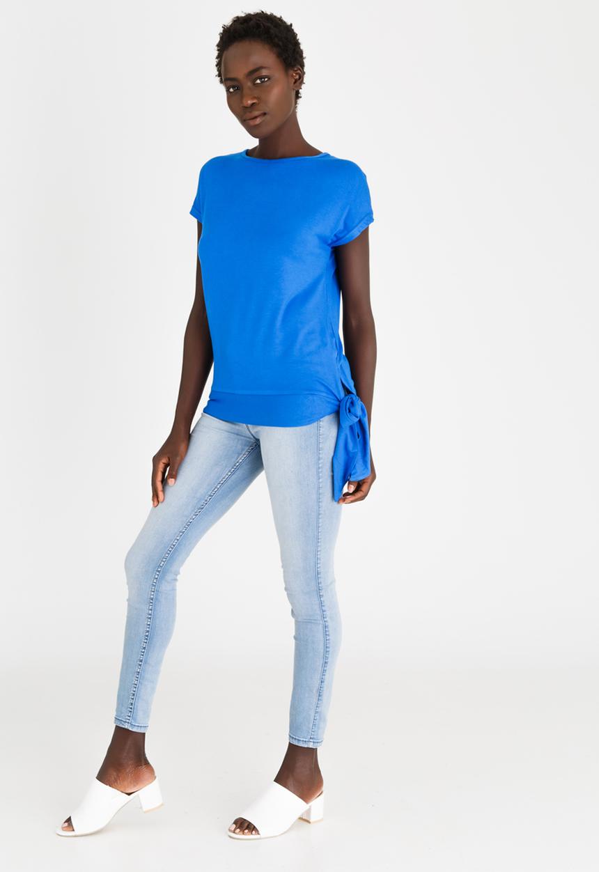edit - Side-tie Detail Knit Top Blue