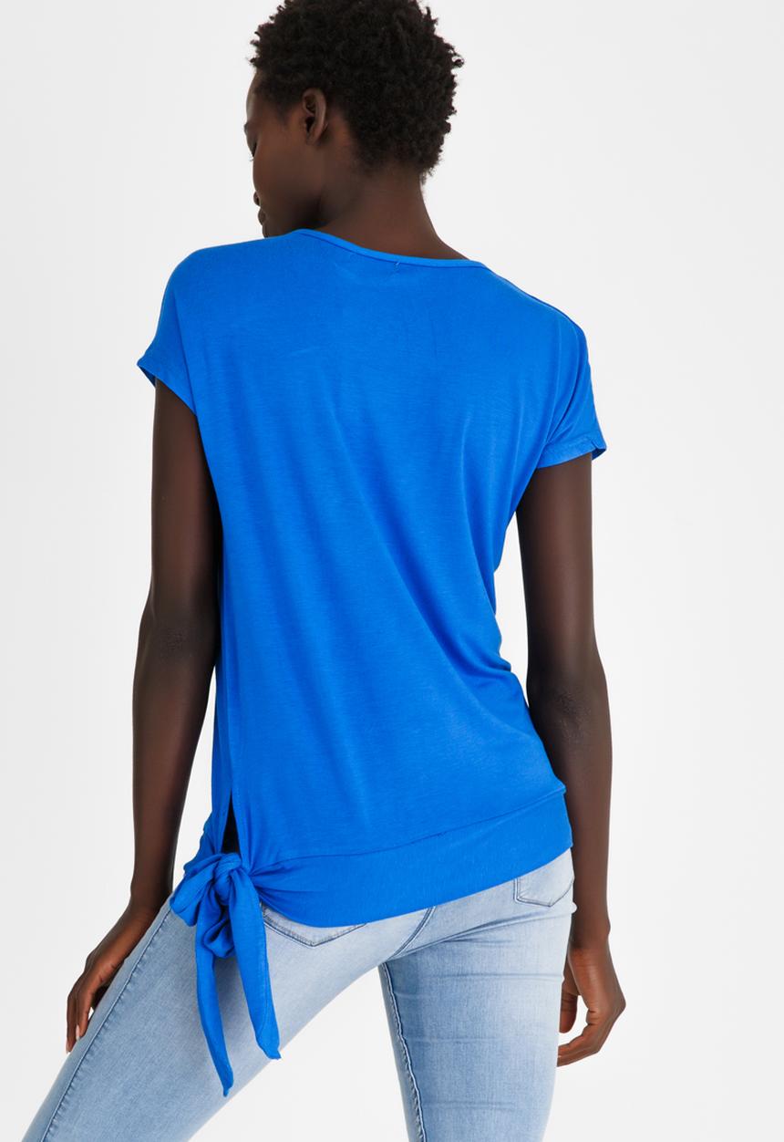 edit - Side-tie Detail Knit Top Blue