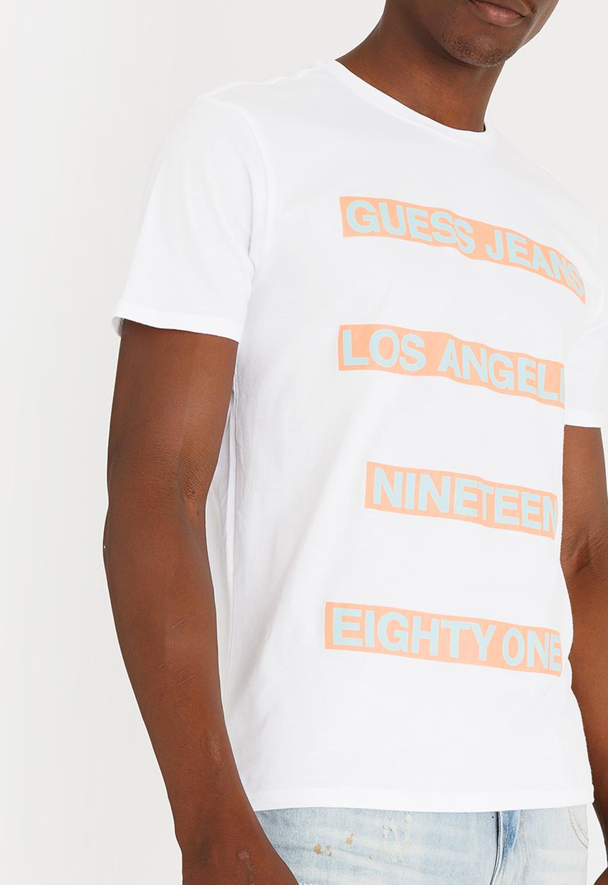 GUESS - Basic Orange Pop Crew Tee White
