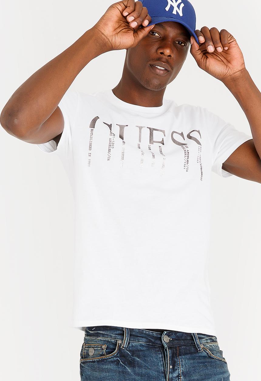 GUESS - Basic Spliced Logo Crew Tee White