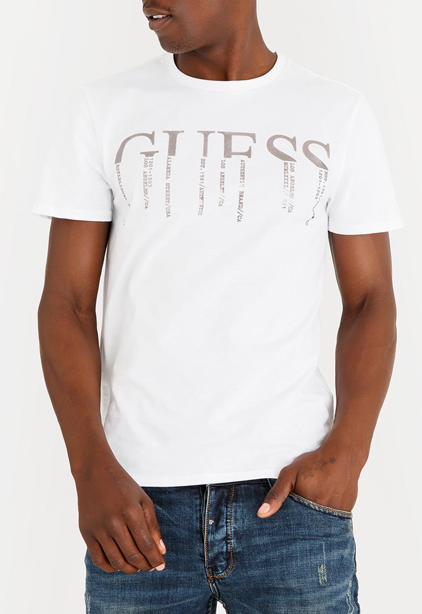 GUESS - Basic Spliced Logo Crew Tee White