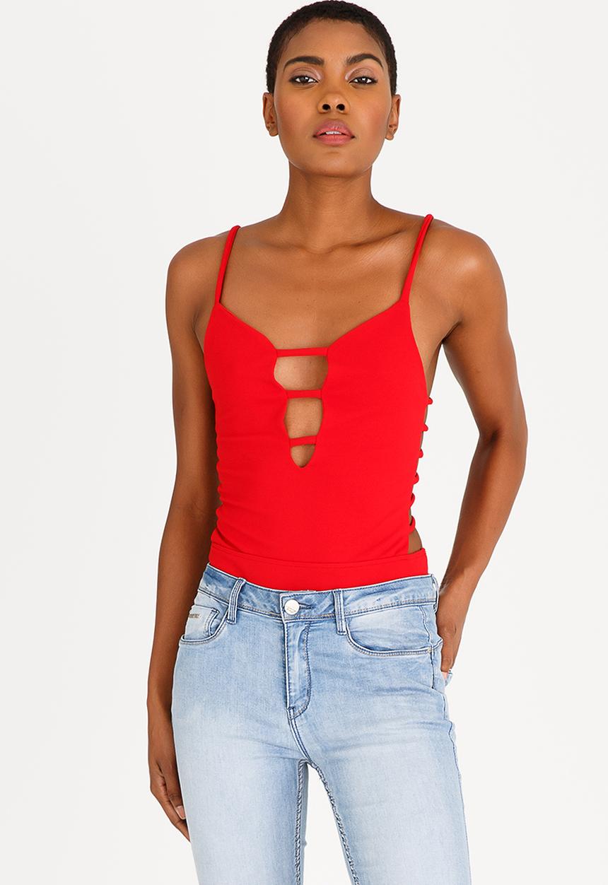 SISSY BOY - Cut-out Detail Bodysuit Red
