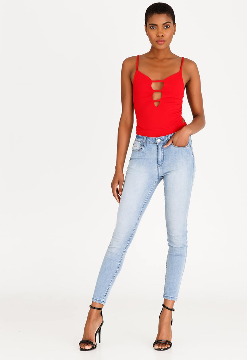 SISSY BOY - Cut-out Detail Bodysuit Red