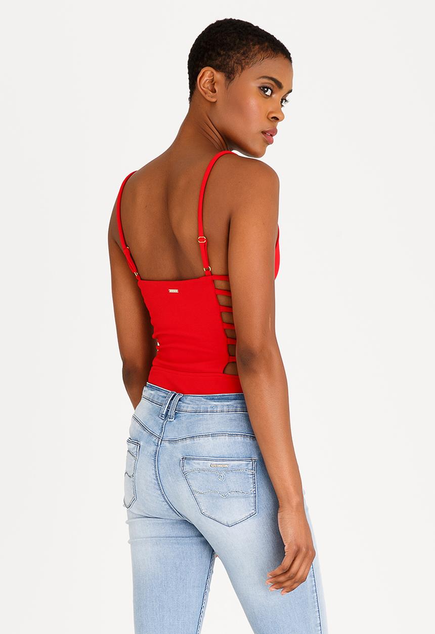 SISSY BOY - Cut-out Detail Bodysuit Red