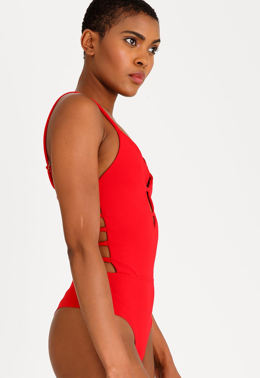 SISSY BOY - Cut-out Detail Bodysuit Red