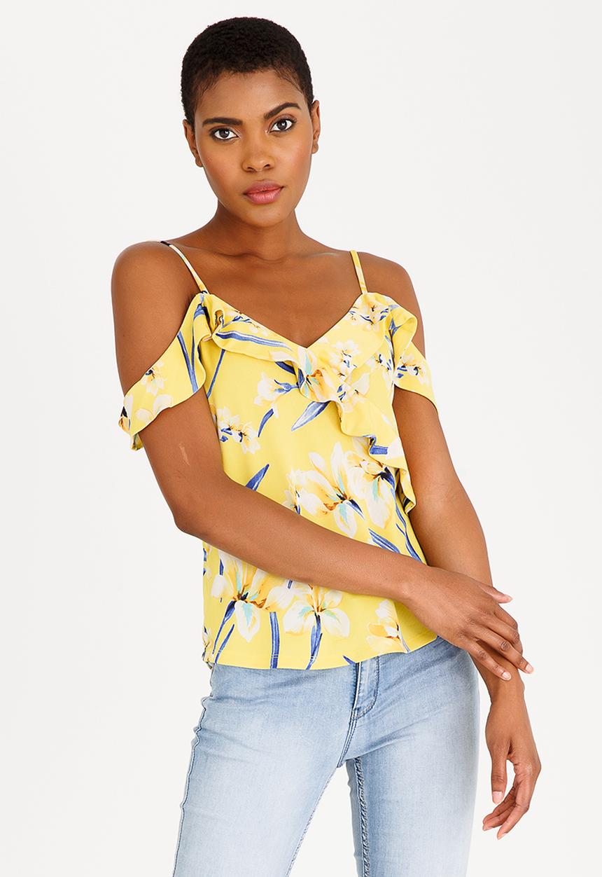 SISSY BOY - Ruffle Cut-out Detail Top Yellow