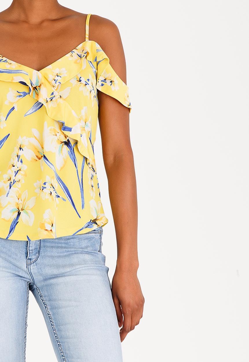 SISSY BOY - Ruffle Cut-out Detail Top Yellow