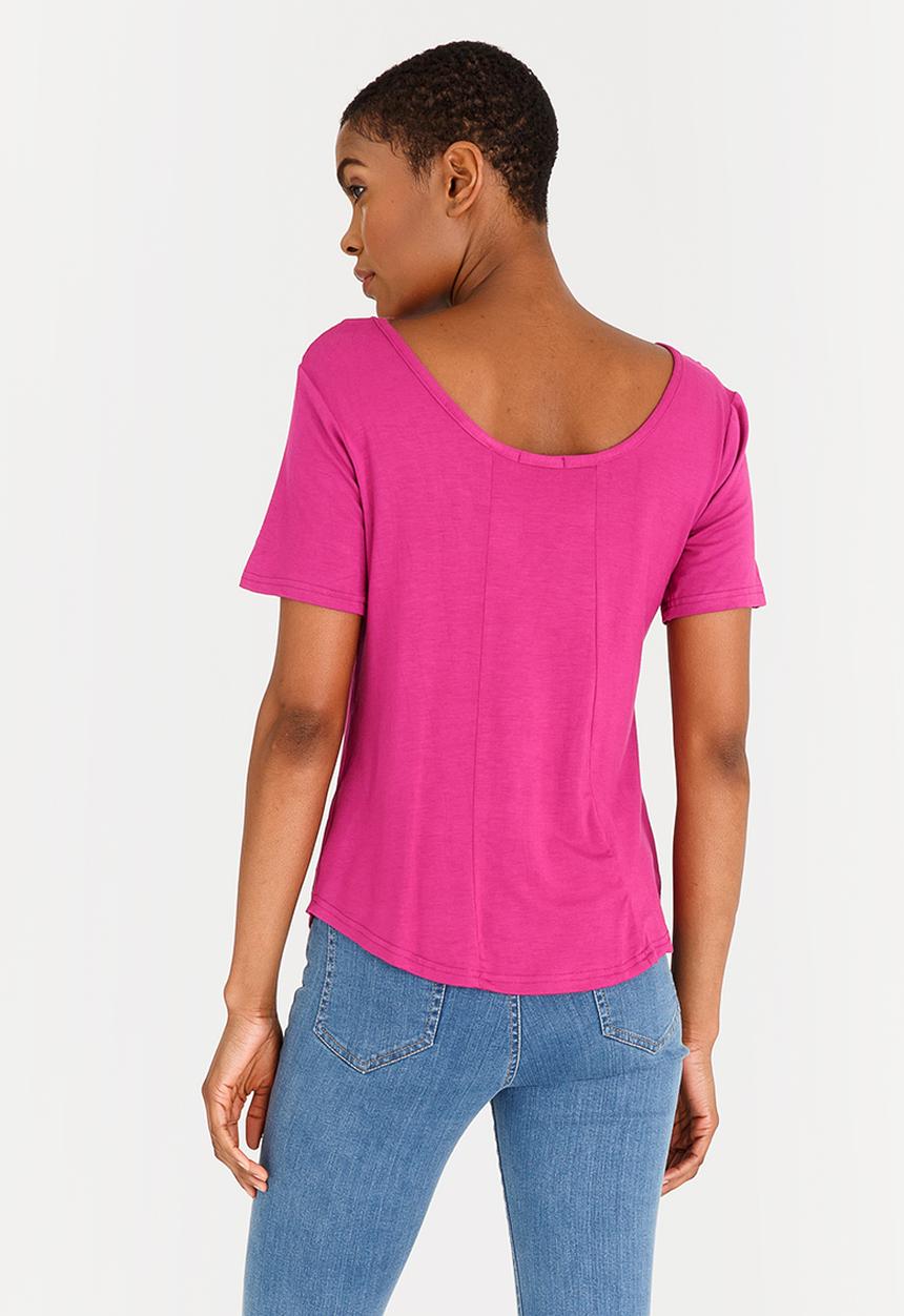 edit - Lace Inset T-shirt Magenta
