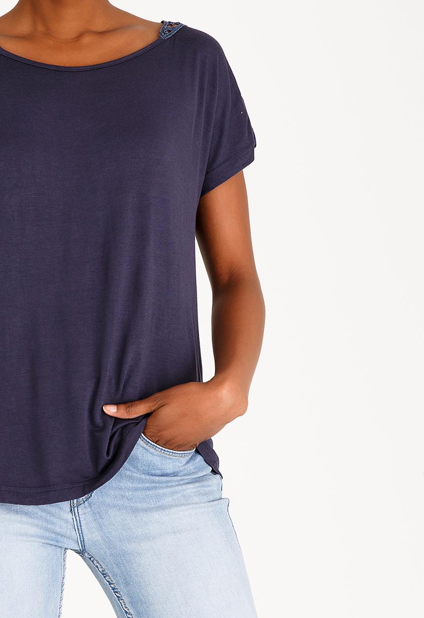 edit - Back Crochet Top Navy