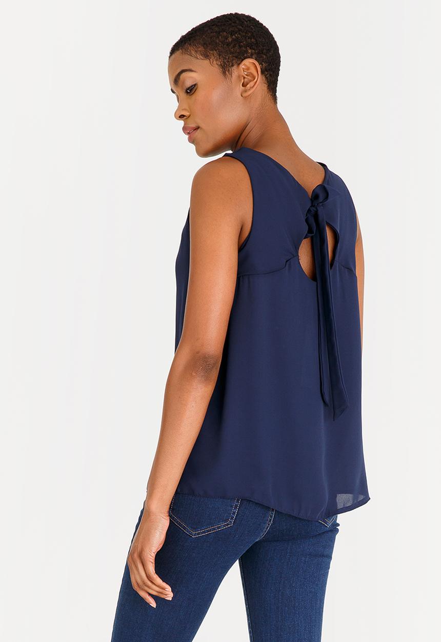 edit - Tie-Up Back Top Navy