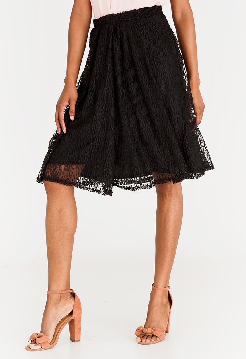 edit - Lace Midi Skirt Black