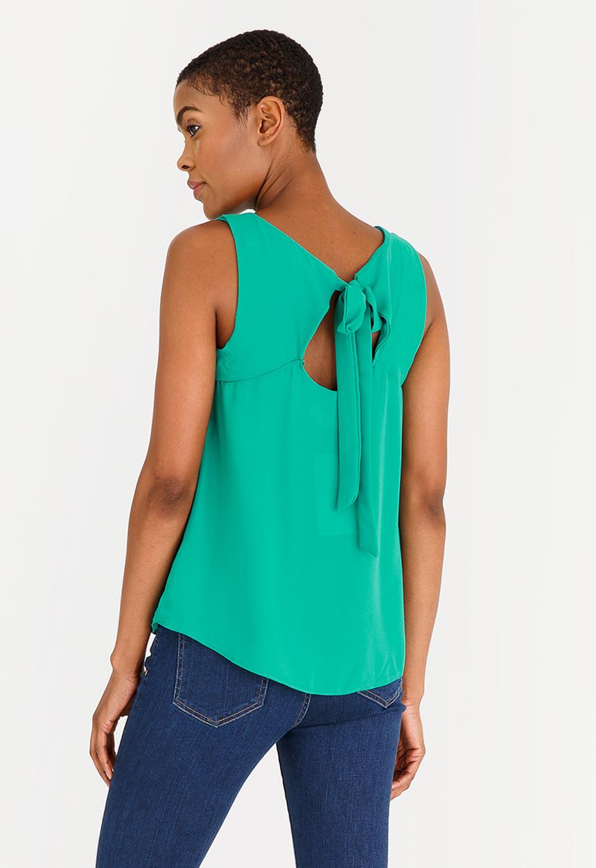 edit - Tie-Up Back Top Dark Green