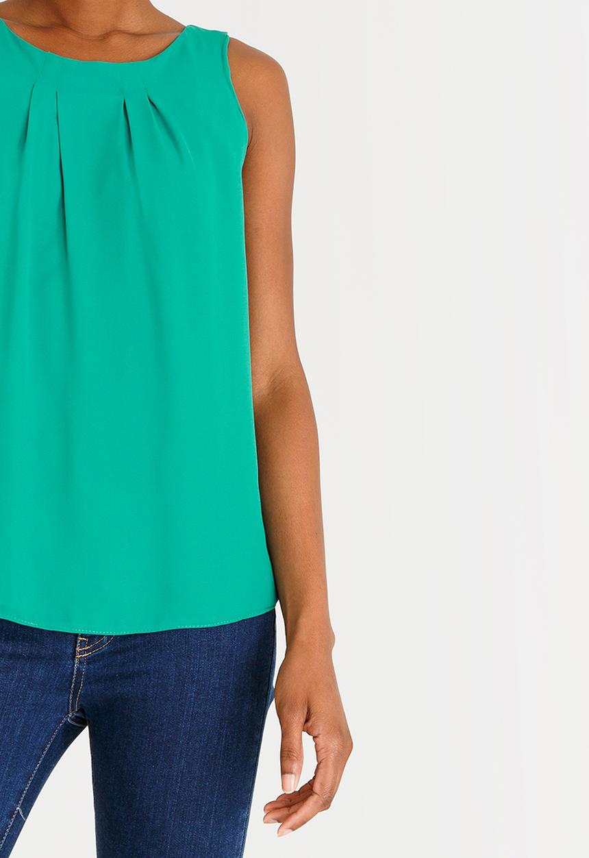 edit - Tie-Up Back Top Dark Green