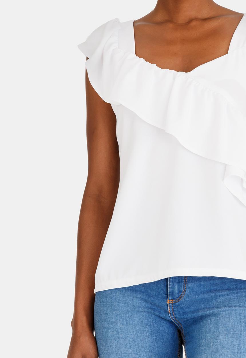 STYLE REPUBLIC - Frill Detail Tank Top White