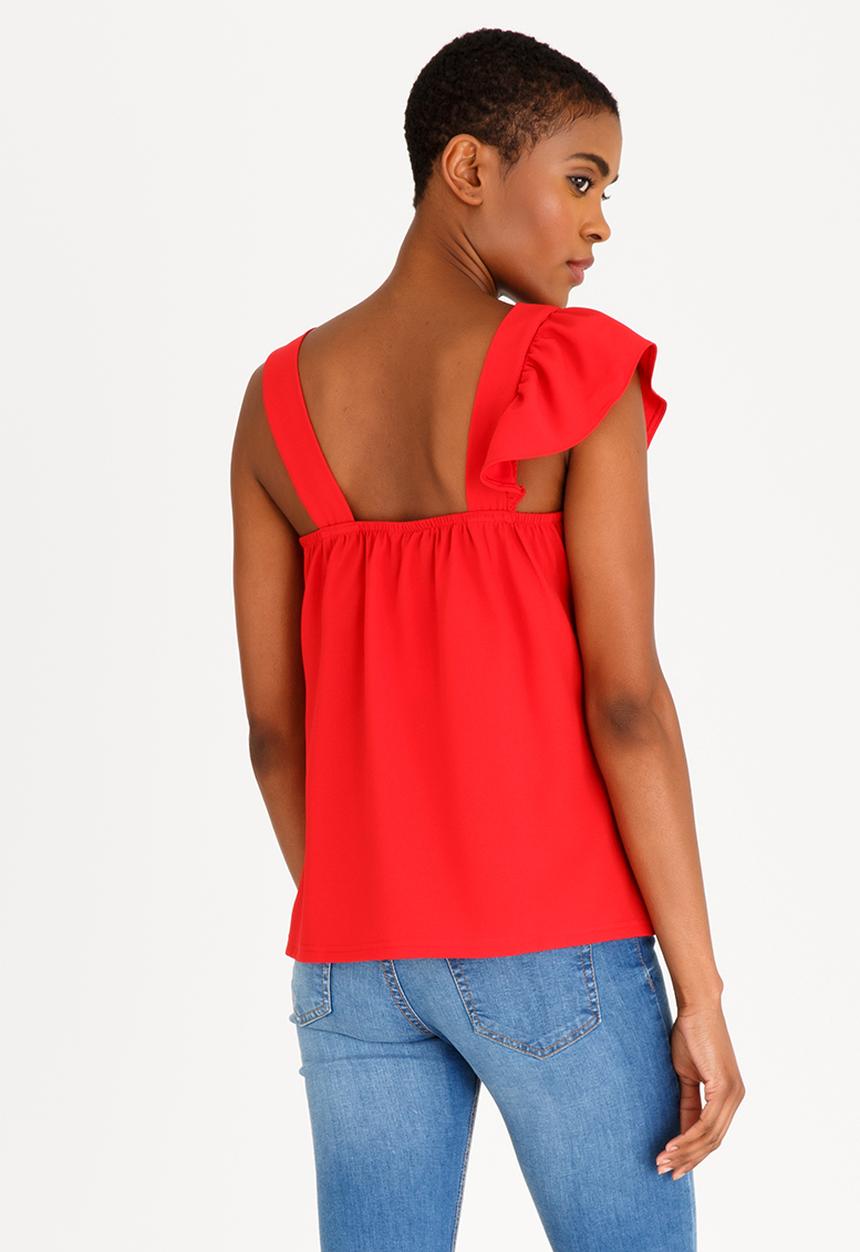 STYLE REPUBLIC - Frill Detail Tank Top Red