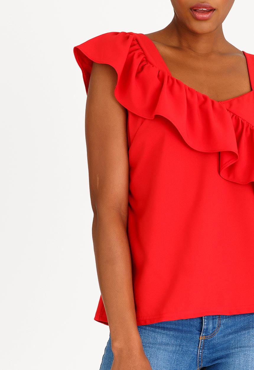 STYLE REPUBLIC - Frill Detail Tank Top Red