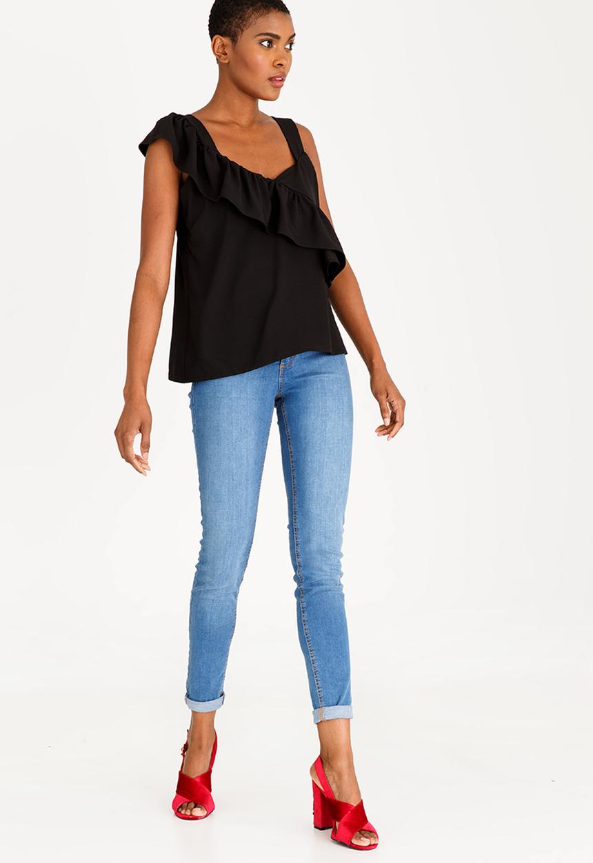 STYLE REPUBLIC - Frill Detail Tank Top Black