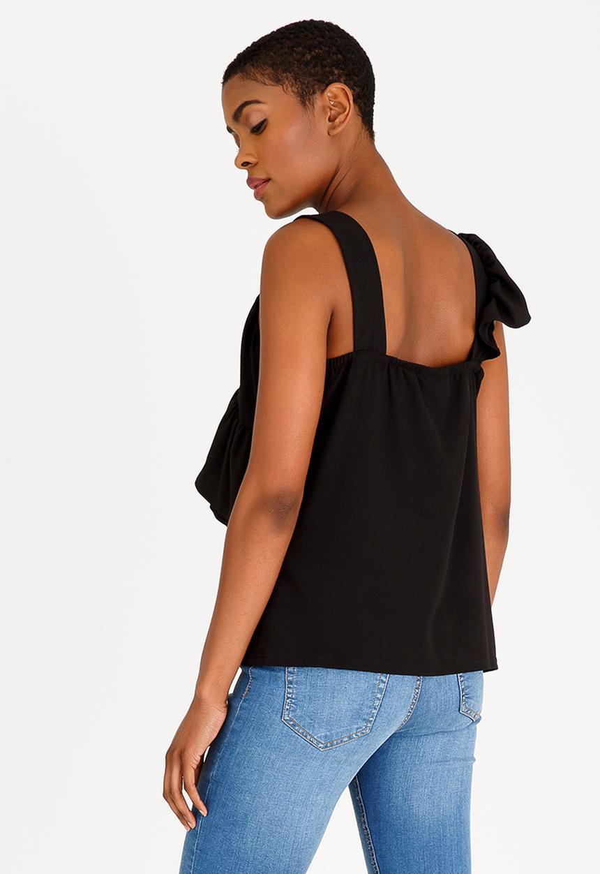 STYLE REPUBLIC - Frill Detail Tank Top Black