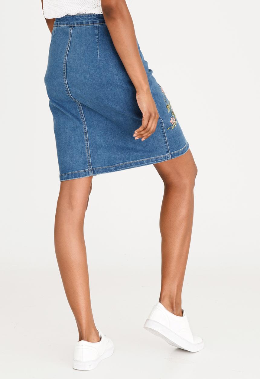 cath.nic - Embroidered Denim Skirt Blue