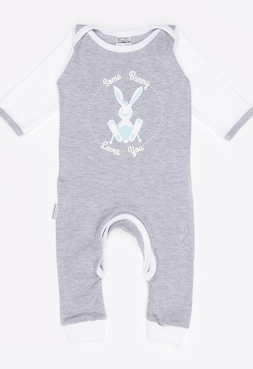 Poogy Bear - Envelope Babygrow Grey