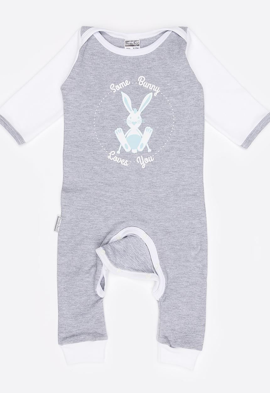 Poogy Bear - Envelope Babygrow Grey