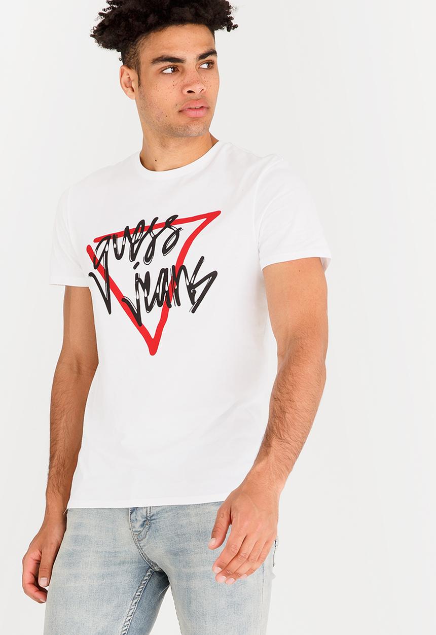 GUESS - Airbrush Logo Crew Tee White