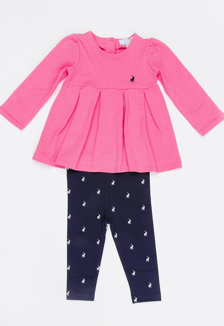 POLO - Mia Pleated LS Golfer and Legging Set Mid Pink