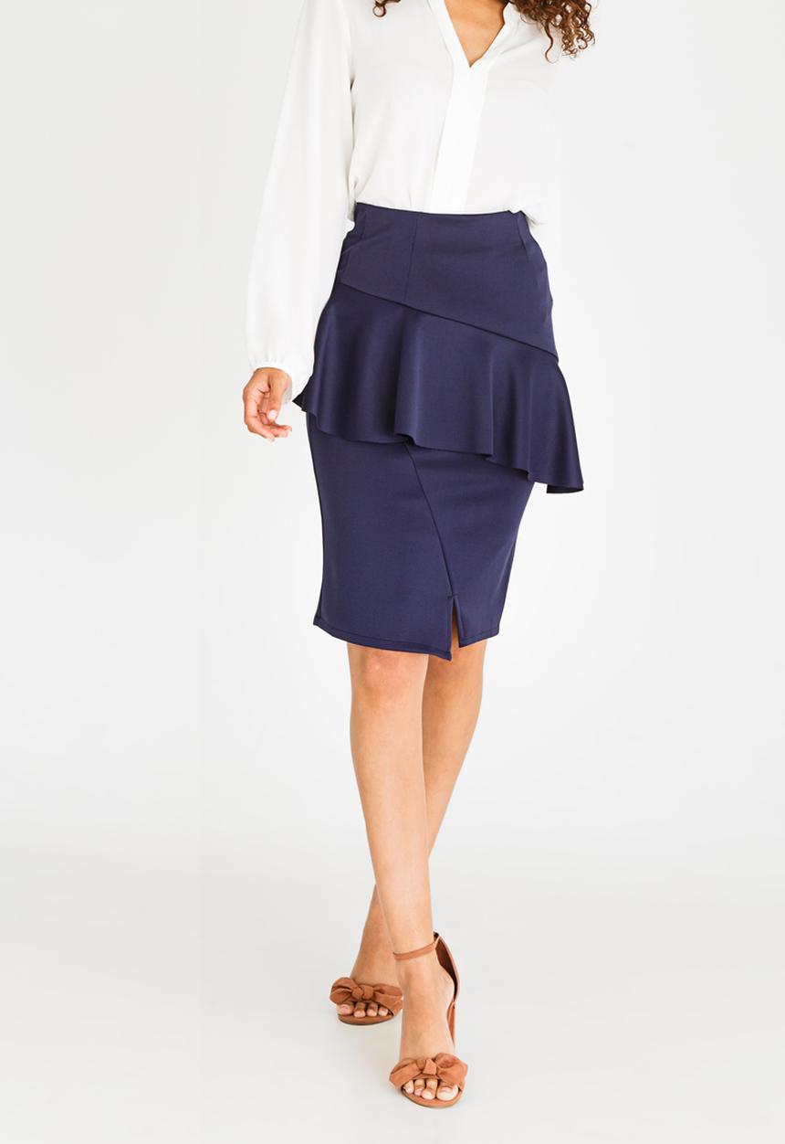 edit - Frill Detail Pencil Skirt Navy