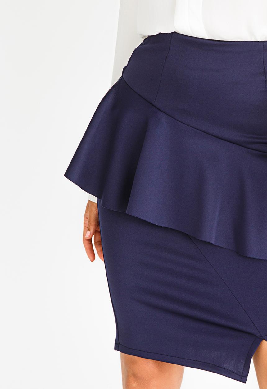 edit - Frill Detail Pencil Skirt Navy
