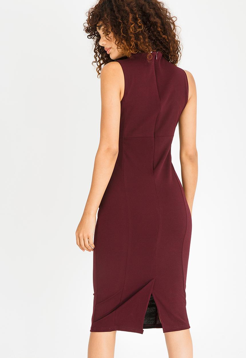 edit - Column Sleeveless Dress Burgundy
