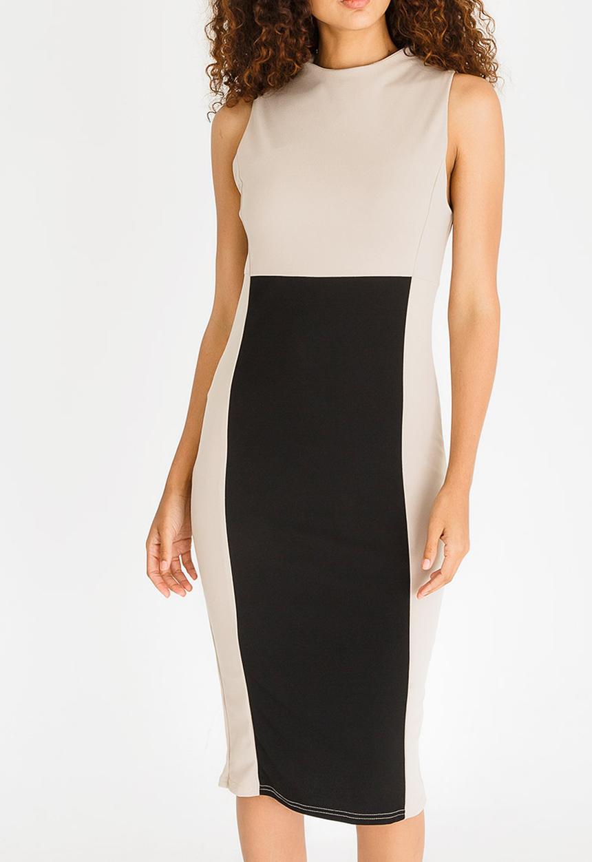 edit - Column Sleeveless Dress Taupe