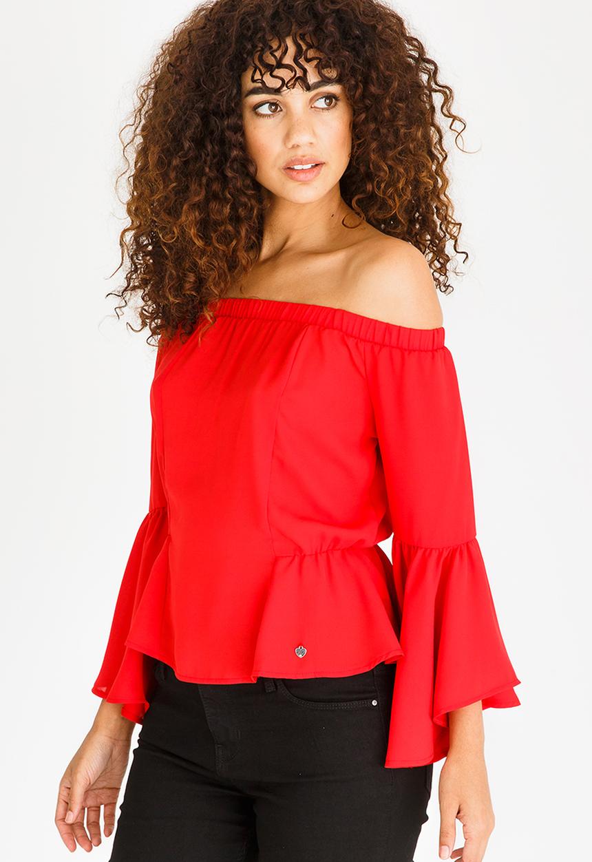 SISSY BOY - Bardot Top Red