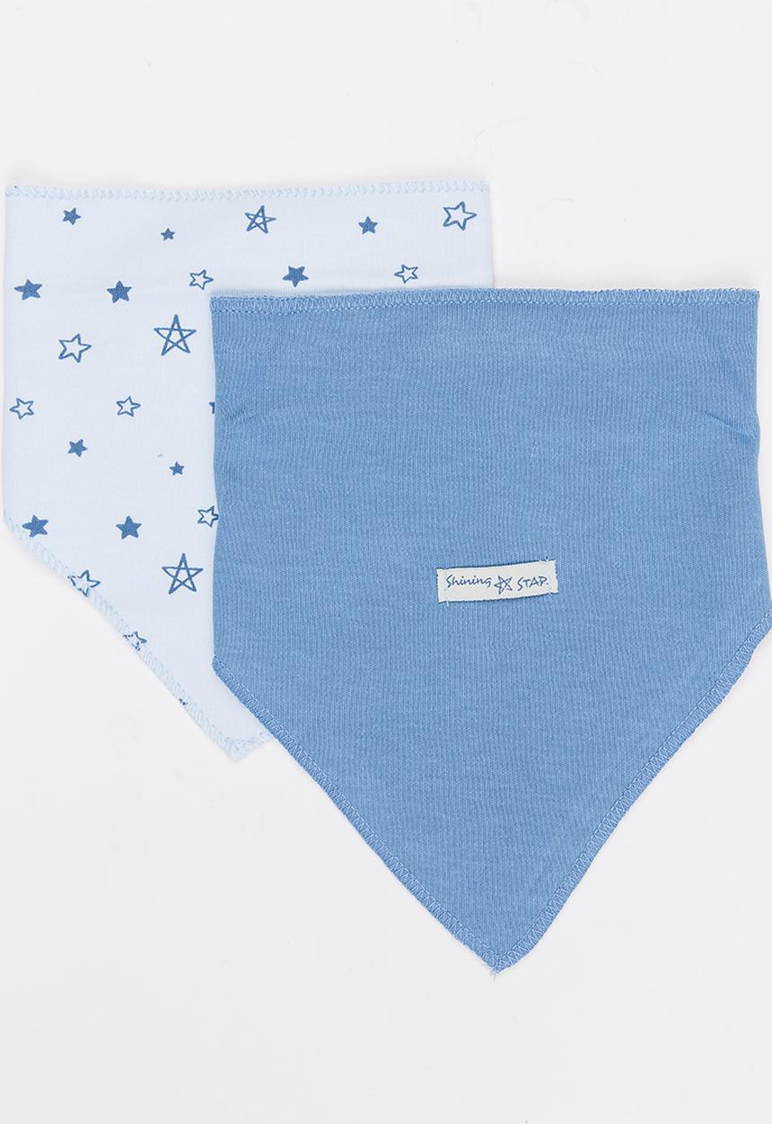Baby Corner - Boys 2 Pack Star  Bandana Bib Blue