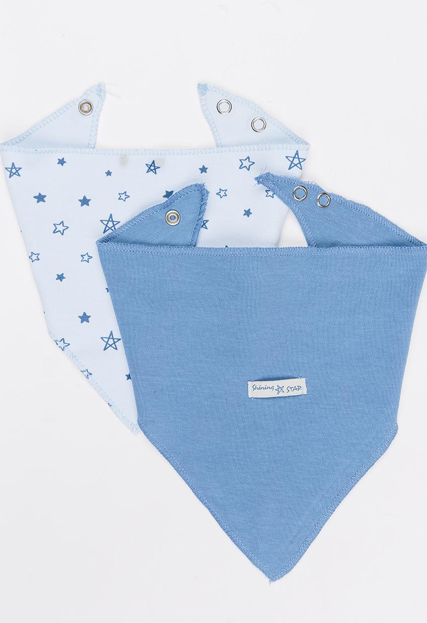 Baby Corner - Boys 2 Pack Star  Bandana Bib Blue