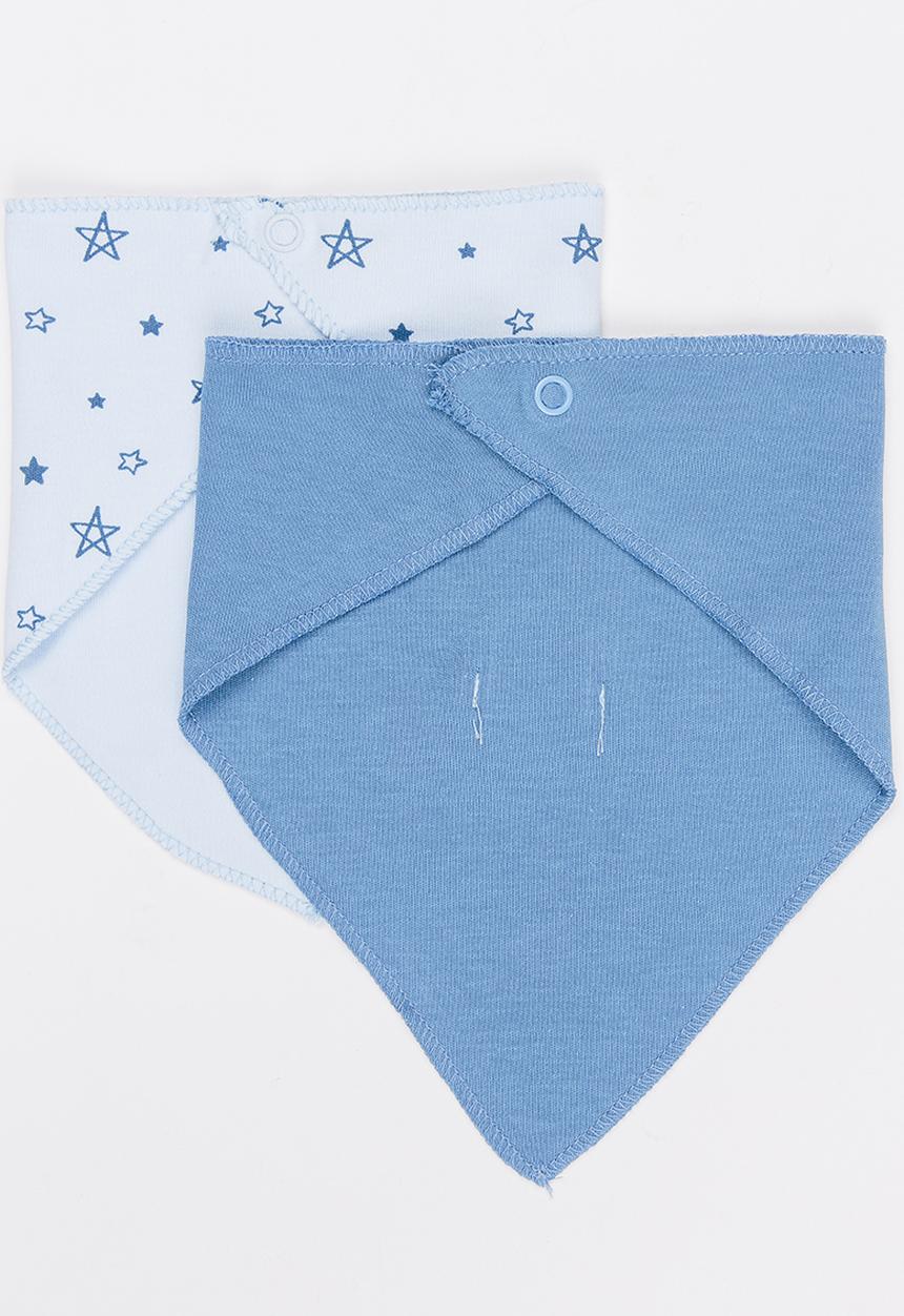 Baby Corner - Boys 2 Pack Star  Bandana Bib Blue