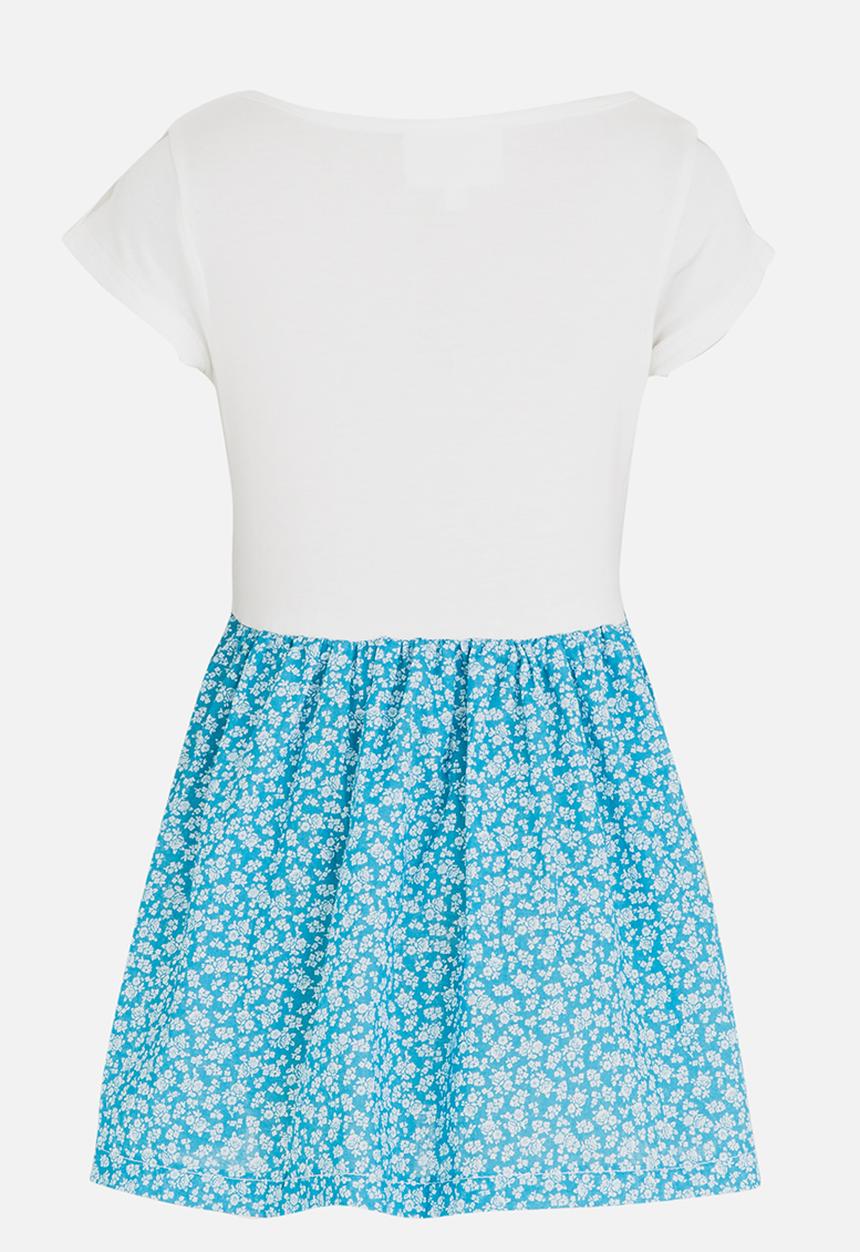 See-Saw - Combo Dress with Side Front Ruffles White