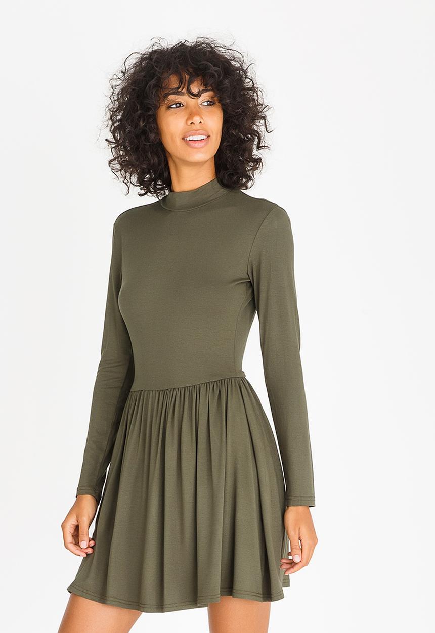 c(inch) - Fit and Flare Dress Dark Green