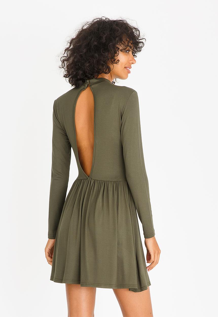 c(inch) - Fit and Flare Dress Dark Green