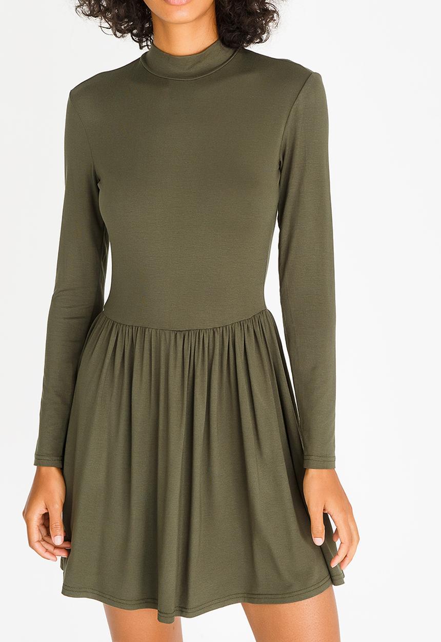 c(inch) - Fit and Flare Dress Dark Green