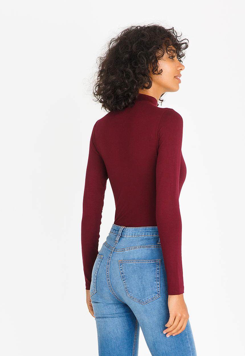 c(inch) - Choker Neckline Bodysuit Burgundy