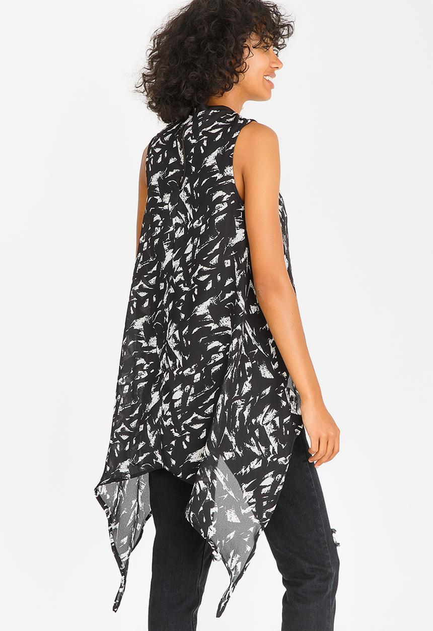 c(inch) - Hi Lo Blouse Black and White