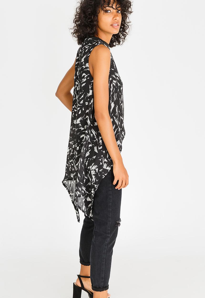 c(inch) - Hi Lo Blouse Black and White