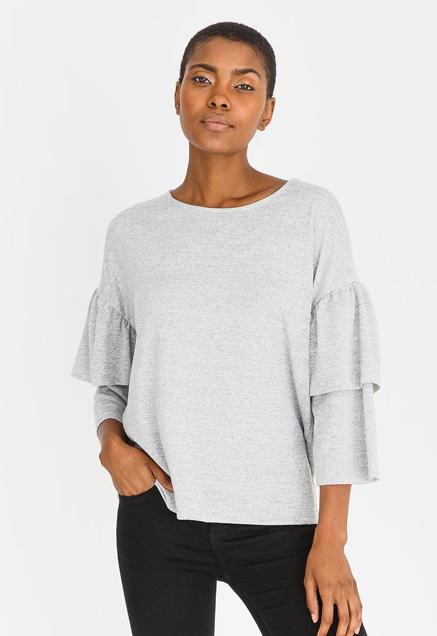 Vero Moda - 3/4 Sleeve Blouse Grey Melange