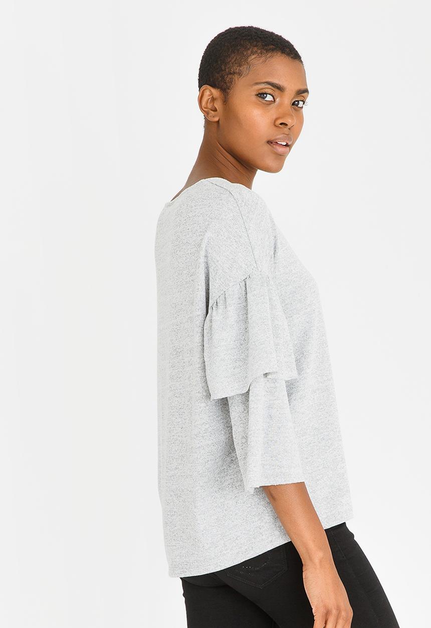 Vero Moda - 3/4 Sleeve Blouse Grey Melange