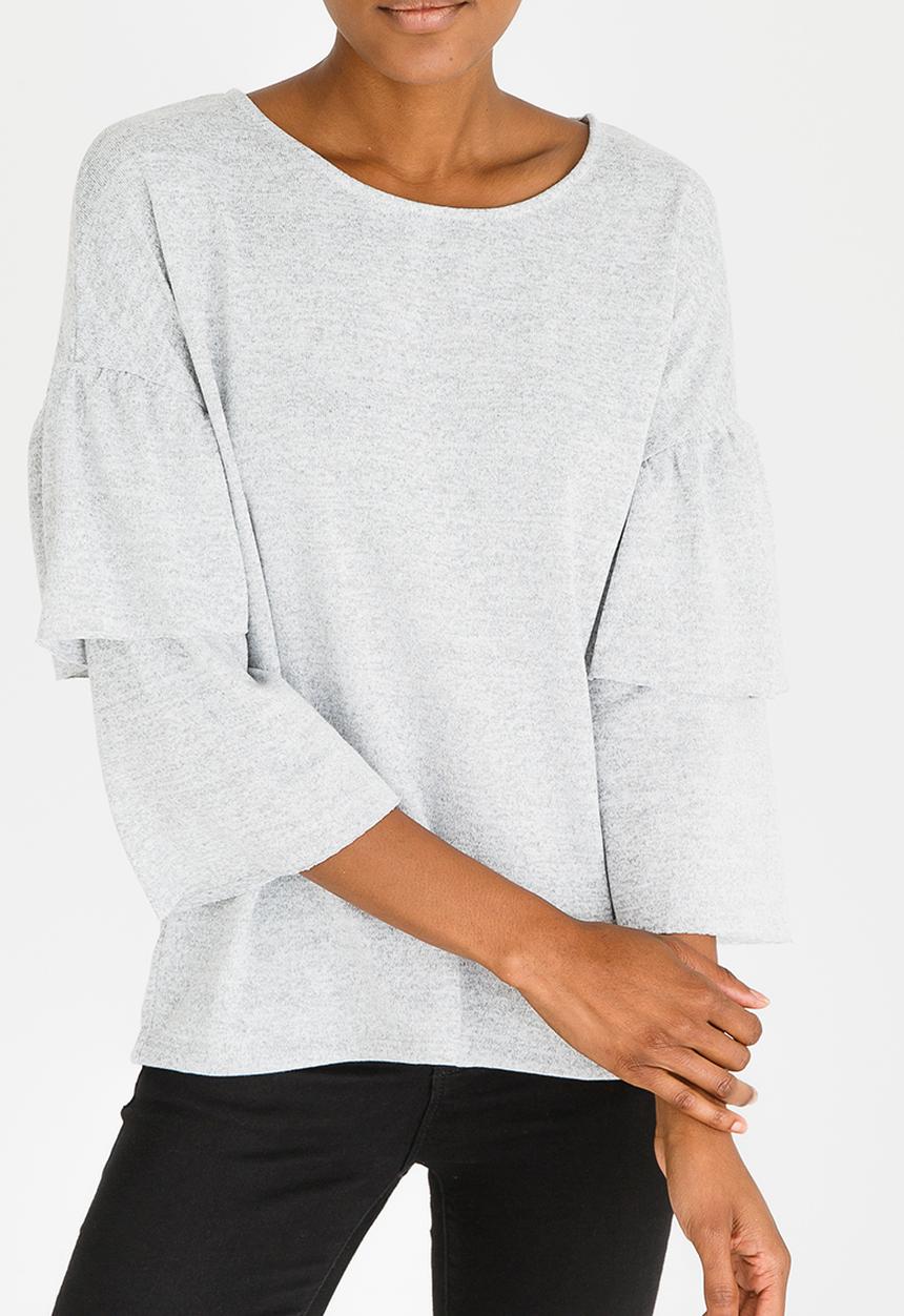 Vero Moda - 3/4 Sleeve Blouse Grey Melange