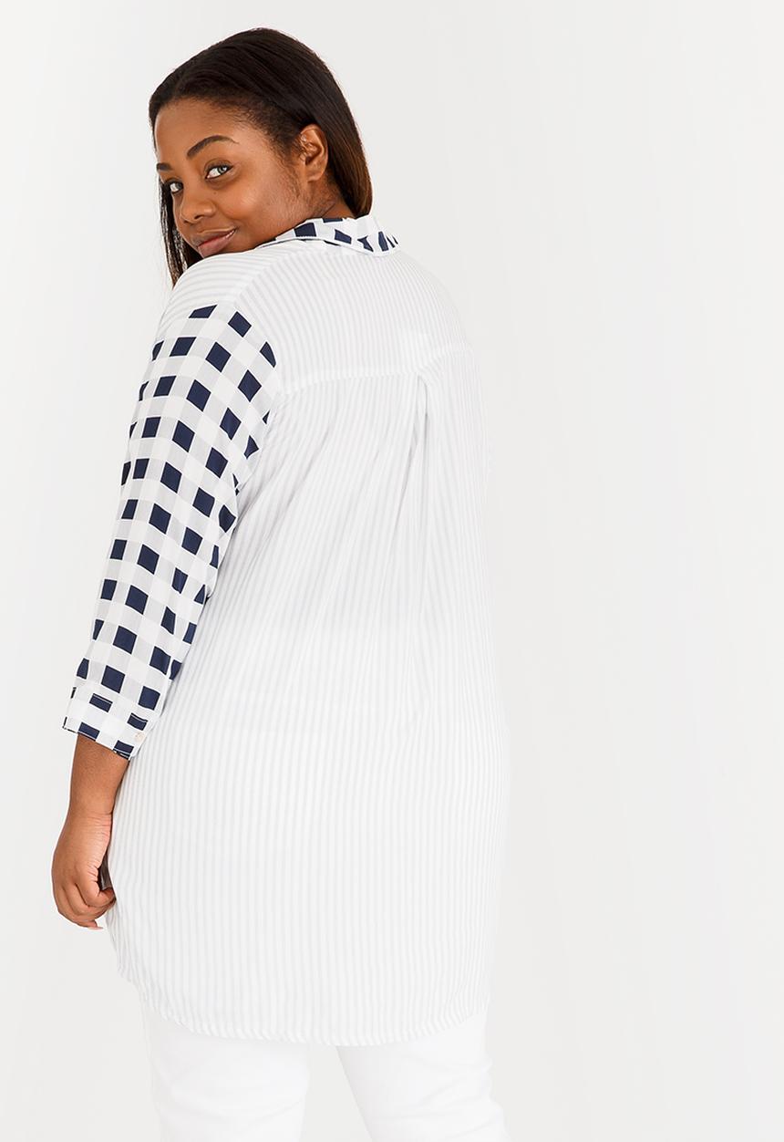 Slick - Cora Printed Shirt Navy & White